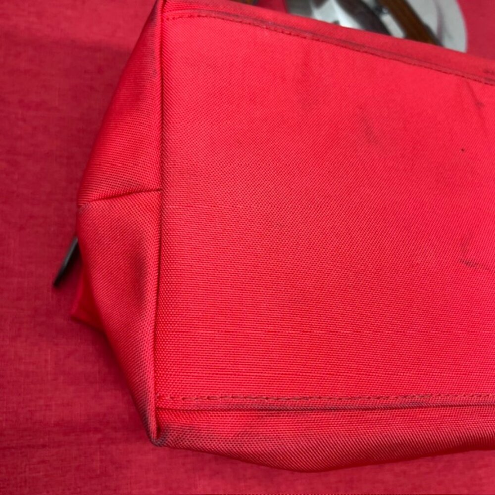 Red Dooney & Bourke ShoulderBag Boho Canvas Brown trim Leather 14"x8"x10" (43 - Picture 14 of 15